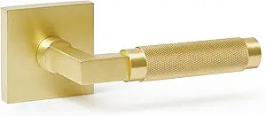 Explore Hardware Ibiza Solid Brass Passage Door Lever  Satin Gold for Hallway or Closet Doors