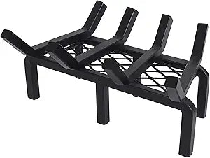 14 Inch Fireplace Grate with Ember Retainer,Cast Iron Fireplace Log Grate,Fireplace Log Holder,Heavy Duty Solid Steel Fireplace Wood Holder,Wood Stove Wrought Rack for Indoor Outdoor