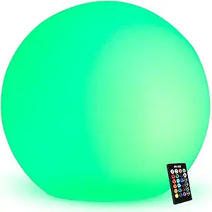 Mr.Go 20-inch Rechargeable LED Ball Light, Waterproof Outdoor Globe Lights w/Remote, 16 RGB Color Changing Glowing Orb, 4400mAh Dimmable Globe Floor Lamp for Home Garden Patio Lawn Pool Party Decor