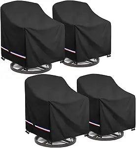 Patio Chair Covers Waterproof Swivel Outdoor Chair Cover, 35W x 37D x 36H Inches Patio Furniture Covers 4 Pack (Black)