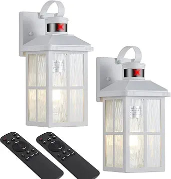 Porch Lights Outdoor with Remote Control: 2 Pack Motion Sensor Exterior Lighting Fixtures Intelligent 3 Lighting Modes Outdoor Wall Lights Sconce Lights for House Patio Front Door Garage