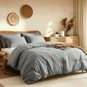 Queen Comforter Set Prewashed Lightweight Quilted Bedding for All Season