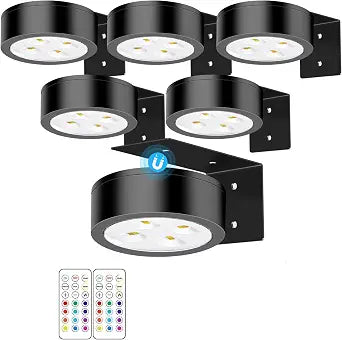 Battery-Powered Picture Lights with Remote Control, Magnetic LED Art Lights for Framing, Dimmable and Timer-Equipped, RGB Lighting Modesattery Operated Painting Light6Pack Black