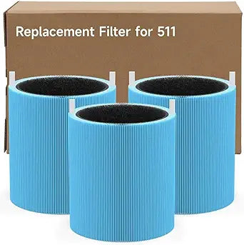 3 Packs 511 AllergenBlock Filter Compatible with Blueair Blue Pure 511 Air Cleaner Purifier, Blue