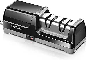Enutogo Knife Sharpener, Professional 2-Stages Eleltric Knife Sharpeners with Diamond Abrasives for 20-Degree Straight Edge, Knife Sharpener for Kitchen Knives with Sharpening and Polishing