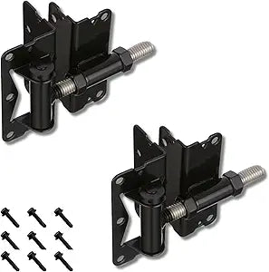 Advantage Industries Self-Closing Gate Hinge for Aluminum Gate | Powder-Coated Stainless-Steel Hinge | Horizontal Adjustable | Heavy-Duty Enclosed Spring | 2-Side Gate Attachment (Pair)  Black