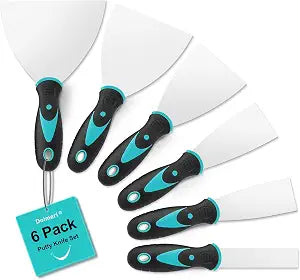 6 Pack Putty Knife, Premium Stainless Steel Paint Scraper