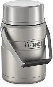 THERMOS Stainless King Vacuum-Insulated Food Jar with 2 Storage Container Inserts, 47 Ounce, Matte Stainless Steel