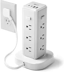 SUPERDANNY Tower Power Strip Surge Protector, Retractable Extension Cord