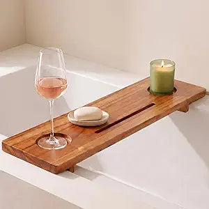 Teak Bathtub Tray for Tub 29 | Bath Tub Tray Wood for Small Tubs, Bath Tray for Tub, Bathtub Trays for Tub, Bath Table Tray for Home Spa | Fjord by JapandiSpirit