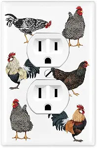 WIRESTER Duplex Outlet Cover Wall Plate/Switch Plate - Barnyard Chicken Roosters