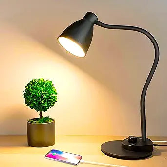 BOHON LED Desk Lamp with USB Charging Port 3 Color Modes Dimmable, Black
