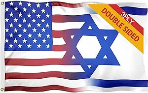 Double Sided 3ply American Israeli Friendship Flag 4X6 FT  US Israel Flag,Outdoor Decor Flags Vivid Color, All Weather, Double Stitched USA Israel Polyester Flags with Sturdy Brass Ring. (3ply 4x6)