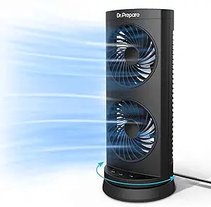 Dr. Prepare Tower Fan Oscillating Fan, Portable Desk Fan with 3-Speed Options, Dual Air Circulation, 110 Oscillation, 3 Timers, Personal Quiet Table Fan for Home Office Desktop Bedroom, 13 inch