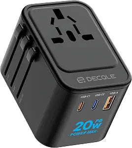 Universal Travel Adapter, 2 USB-C  1 USB-A, Cover 200+ Countries