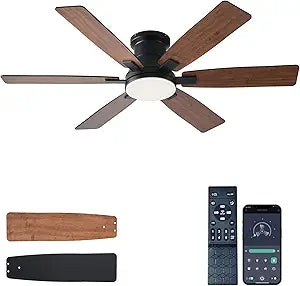 Ayaoty Crystal Ceiling Fans with Lights - 48in Retractable Chandelier Fan Light with LED Dimmable, Reversible DC Motor,Flush Mount, Modern Fan Light for Bedroom, Kitchen, Indoor - Golden