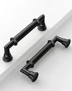 10 Pack 3.75"(96mm) Hole Center Matte Black Kitchen Cabinet Handles, Satin Black Cabinet Pulls, Drawer Pull, Industrial Black Cupboard Handles, Classic Bathroom Handle, Vanity Pulls CK0096