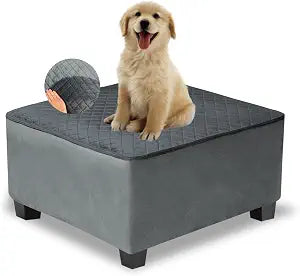 NeColorLife Waterproof Square Ottoman Cover,Dark Gray,Large