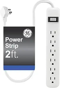 GE Power Strip, 6 Outlet Extender, 2 Ft Extension Cord, Multiple Outlets