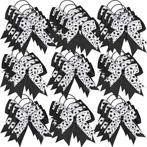 WILLBOND 20pcs Soccer Bows Hair Ties for Girl Hair Accessories, Black