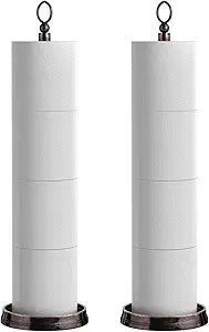 ROLABAM Toilet Paper Holder Stand, Free Standing Toilet Paper Storage for Bathroom, Weighted Base with Reserve for 4 Roll (2 Pack, Oil Rubbed Bronze)