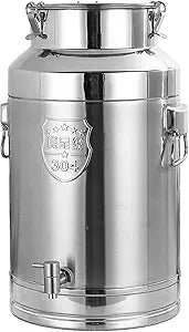 Stainless Steel Milk Can with Spigot,5 Gallon Stainless Steel Water Dispenser,Milk Bucket 20Liter Wine Pail with Sealed Lid,Water jug Oil Liquid Storage Barrel,Airtight Food Storage Container