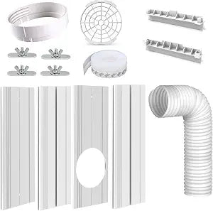 Portable AC Window Vent Kit with 5.9 Inch Exhaust Hose, Mobile Air Conditioner Window Vent Seal Kit with 4 Adjustable Side Panels for Vertical/Horizontal Sliding Window