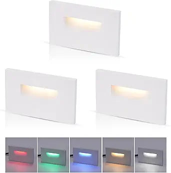 CLOUDY BAY 120V RGBCW LED Indoor Outdoor Step Light,3W 2700K/5000K RGB Selectable Stair Lights,Pack of 3