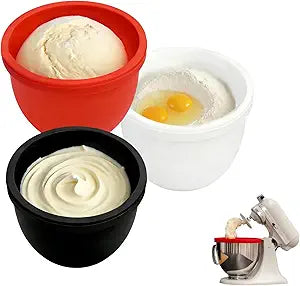 Silicone Bowl Liners with Lids Compatible with KitchenAid Tilt-Head 5-Quart Stand Mixers (3-Pack), Reusable Food-Grade Inserts for Mixing Storage & Proofing, Dishwasher & Microwave Safe
