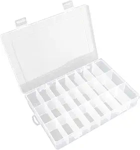 OALCQ 24 Grids Plastic Organizer Box With Dividers Clear Craft Storage Bead Organizer Box Earring Travel Pill Jewelry Organizers Storage Boxes Screw Seed Small Parts Hair Tie