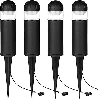 LED Landscape Bollard Pathway Light, 2W, DC 12V Low Voltage Path Lighting Outdoor Waterproof, Die-Casted Aluminum Housing for Garden Light, 3000K Warm White Pack of 4