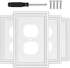 OKAYZIP White Decorative Outlet Covers Wall Plates - 4 Pack