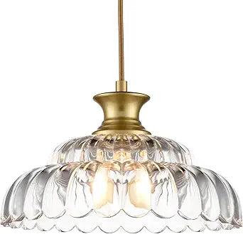 HYDELITE Vintage Glass Pendant Lights Kitchen Island Gold Pendant Light Fixture Modern Hanging Light Fixture for Dinning Room Bedroom Entryway