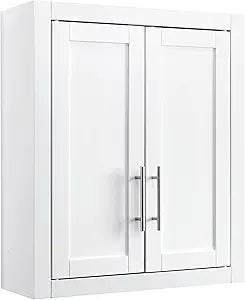 Crosley Furniture Savannah Wall Mounted Bathroom Storage Medicine Cabinet with Shelves, White
