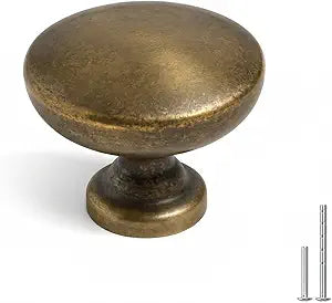 homdiy 20 Pack Antique Brass Cabinet Knobs Vintage Round Dresser Drawer Knobs for Cabinets, Aluminum Alloy Kitchen Hardware