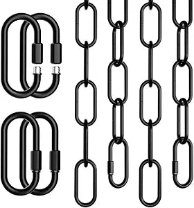 2Pack 3 Feet Industrial Black Light Fixture Chain, Plant Hanging Chain