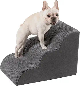 Pet Stairs for High Beds Small & Large Dogs & Cats  High-Density Foam Steps with Removable, Machine-Washable Cover  Lightweight, Portable Dog and Cat Staircase for Beds, Couches, and Sofas, 3 Tier