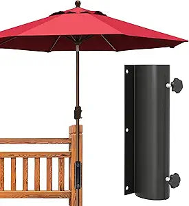 EliteShade USA Full Aluminum Non-Rust Deck Umbrella Mount, Heavy Duty Metal Patio Umbrella Base Stand, Outdoor Umbrella Holder for Deck Railing, Black