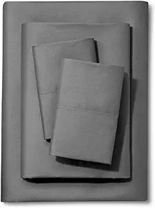 Full XL Microfiber Sheet Set, Double Brushed Bed Sheet Set, 4PC Dark Grey