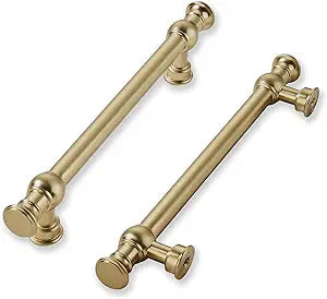 khtumeware 10 Pack 5inch(128mm) Hole Center Brushed Brass Cabinet Pulls Solid Heavy Duty Pull Cabinet Hardware Handle for Kitchens cabinets Dressers Pull for Bathroom