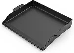 Onlyfire Universal Cast Iron Griddle for Gas Grills and Range Oven, Non-stick BBQ Flat Top Griddle with Handles for Outdoor Cooking, Tailgating, 18.6"  14"