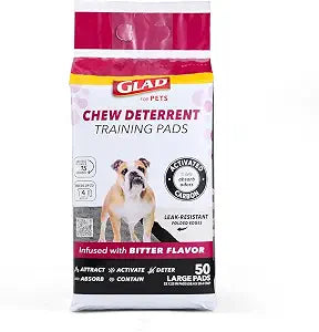 Glad for Pets Activated Carbon Puppy Training Pads with Chew Deterrent and Attractant, Odor Control, 23 x 23 Inch Disposable Dog Pee Pads, 6-Layer Leak-Resistant Potty Pads, 50 Count - 2 Pack