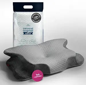IWS I WANNA SLEEP Cervical Original Neck Plus Charcoal Premium Ergonomic Memory Foam Activated Charcoal Hypoallergenic Pillow for Neck and Back Pain Relief  Orthopedic Pillow