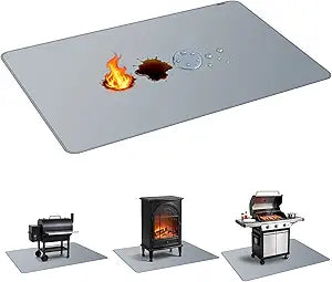 PAWBOSE 76x52 Inch Under Grill Mat for Outdoor Grill, Double-Sided Fireproof BBQ Mat for Patio and Deck, Waterproof Oil-Proof Fire Pit Mat & Indoor Fireplace Protector Pad