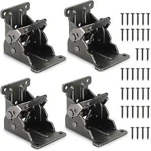 4Pc Fold Bracket for Table Bed Leg Feet,Self-Lock Hinge Hardware with Screw