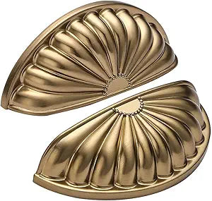 HARPOON 10 Pack Bin Cup Drawer Handles, Vintage Kitchen Pulls Cabinet Hardware, 3 inch Hole Center, Champagne Bronze
