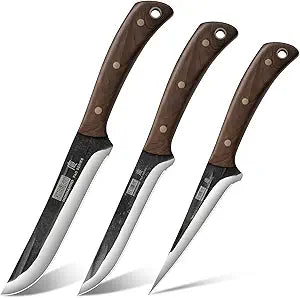 HOSHANHO Butcher Knife Set 3-Piece, Super Sharp Hand Forged Fillet Knife & Dividing Knives & Paring Knives Set, Upgraded High Carbon Stainless Steel Meat Cutting for Home, Outdoor