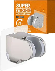 Handheld Shower Head Holder Super Strong Adhesive No Drill Adjustable Wall Mount for Hand Held Wand, Ideal for Kids, Elderly, and Short Users (Brushed Nickel)