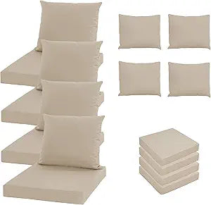Oslimea Patio Cushion Covers Replacement Set of 4, Water UV Resistant Outdoor Cushion Slipcovers with Zipper Chair Seat Cushion Covers for Outdoor Furniture (23 x 19 Inch, 24 x 22 x 4 Inch, Tan)