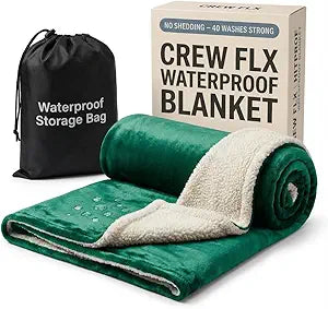 Waterproof Blanket for Bed Intimacy (90"x 80" King Size) Reversible Fleece | Sherpa, Love Blanket, Water Proof TPU Stain Proof Couch Furniture Mattress Winter Large Dog Bed Cover - Green